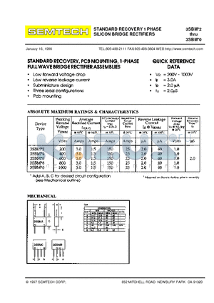 3SBM6 datasheet - STANDARD RECOVERY 1 PHASE SILICON BRIDGE RECTIFIERS