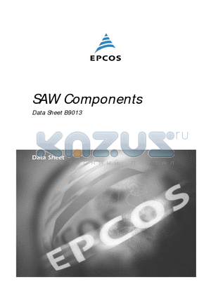 B9013 datasheet - SAW Components Low-Loss Filter for Mobile Communication 1842,5 MHz