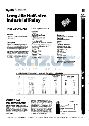 3SCV datasheet - Long-life Haif-size Industrial Relay