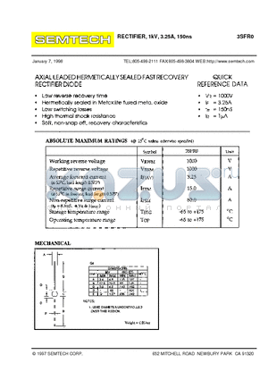 3SFR0 datasheet - RECTIFIER, 1kV, 3.25A, 150ns