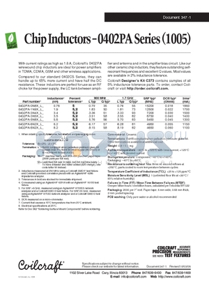 0402PA-0N8X_L datasheet - Chip Inductors