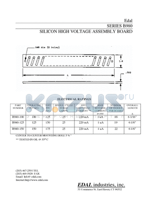 B980-100 datasheet - SILICON HIGH VOLTAGE ASSEMBLY BOARD