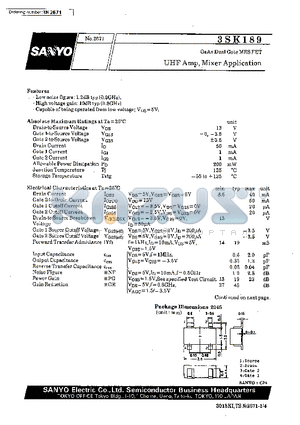 3SK189 datasheet - UHF Amp,Mixer Applications