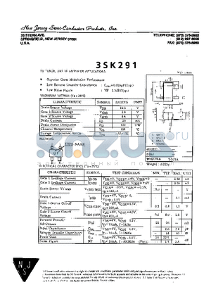 3SK291 datasheet - TV TUNER, UHF RF AMPLIFER APPLICATIONS