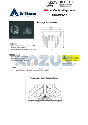 BTP-QF1-20 datasheet - BriLux Collimating Lens