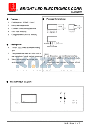 BA-2E2UW datasheet - hi-eff red chips, which are made from GaAsP on GaP substrate.