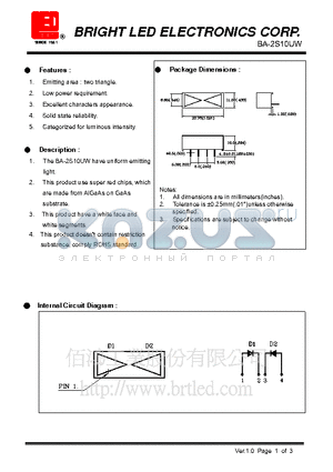 BA-2S10UW datasheet - super red chips, which are made from AlGaAs on GaAs substrate