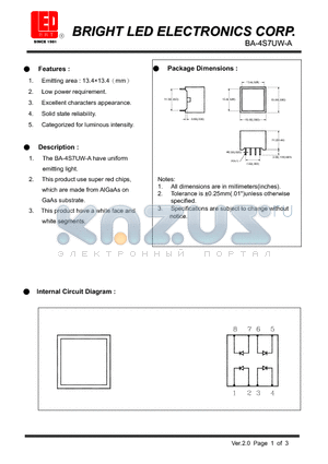 BA-4S7UW-A datasheet - super red chips which are made from AlGaAs on GaAs substrate.