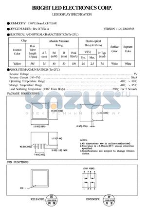 BA-4Y7UW-A datasheet - 15.0 x 15.0mm LIGHT BAR