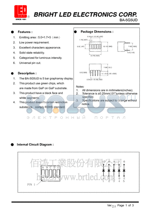 BA-5G5UD datasheet - green chips, which are made from GaP on GaP substrate