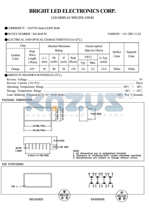 BA-8E6UW datasheet - 10.0 x 20.16mm LIGHT BAR