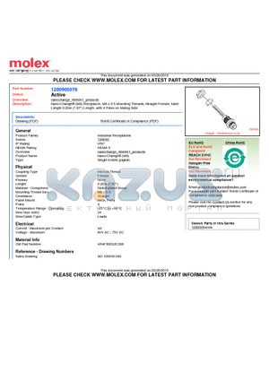 4R4F30E02C200 datasheet - Nano-Change^ (M8) Receptacle, M8 x 0.5 Mounting Threads