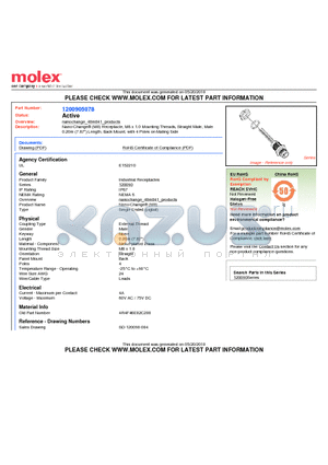 4R4F46E02C200 datasheet - Nano-Change (M8) Receptacle, M8 x 1.0 Mounting Threads, Straight Male, Male 0.20m (7.87