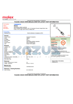 4R5F06E02C200 datasheet - Nano-Change (M8) Receptacle, M8 x 0.5 Mounting Threads, Straight Male, Male 0.20m (7.87