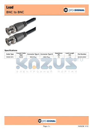 BA-BVL6002 datasheet - BNC to BNC