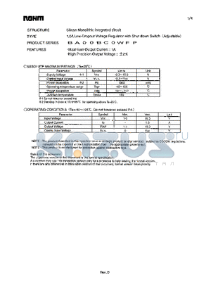 BA00BC0WFP datasheet - 1.0A Low-Dropout Voltage Regulator with Shut down Switch (Adjustable)