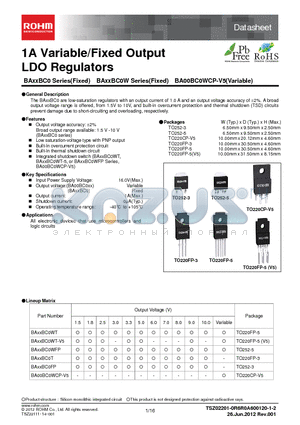 BA00BC0WFP-E2 datasheet - 1A Variable/Fixed Output LDO Regulators