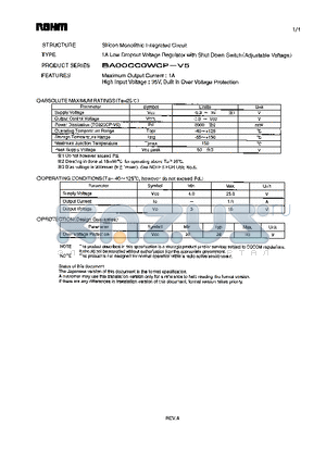 BA00CC0WCP-V5 datasheet - 1A Low Dropout Voltage Regulator with Shut Down Switch(Adustable Voltage)