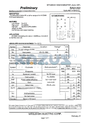 BA01202 datasheet - GaAs HBT HYBRID IC(N-CDMA hand set)