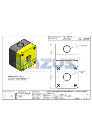 4-001-Q-10 datasheet - 22 mm Thermoplastic Enclosure White/Black Operator Capacity 1