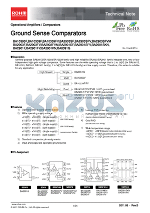 BA10339FV-E2 datasheet - Ground Sense Comparators