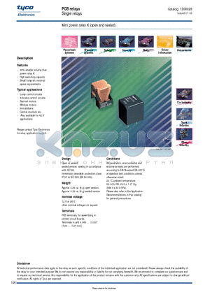 4-1393273-9 datasheet - PCB relays Single relays Mini power relay K (open and sealed)