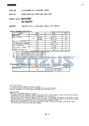 BA10358F datasheet - GROUND SENSE DUAL OPERATIONAL AMPLIFIERS