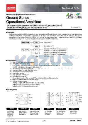 BA10358F-E2 datasheet - Ground Sense Operational Amplifiers