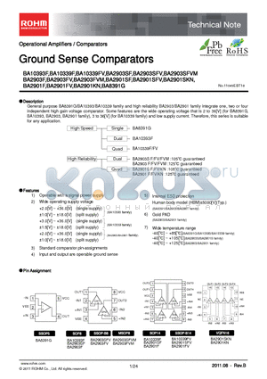 BA10393F-E2 datasheet - Ground Sense Comparators