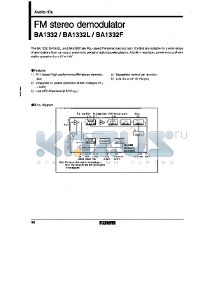 BA1332F datasheet - Fm stereo demodulator