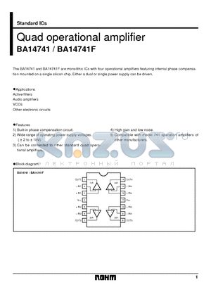 BA14741 datasheet - Quad operational amplifier