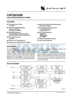 CAT28C65BJI-12T datasheet - 64K-Bit CMOS PARALLEL E2PROM