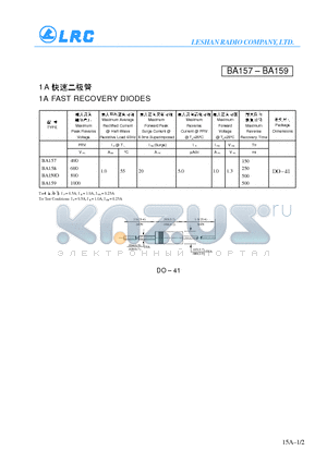 BA157 datasheet - 1A FAST RECOVERY DIODES