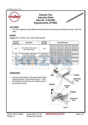 40-01-1194 datasheet - Extractor Tool Instruction Sheet