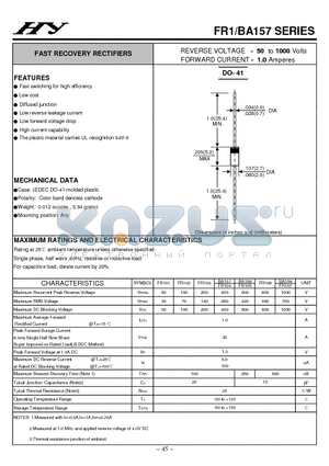 BA158 datasheet - FAST RECOVERY RECTIFIERS