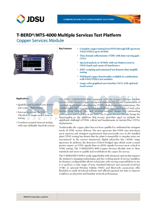 4000-CU-VDSL-INF datasheet - T-BERD^/MTS-4000Multiple Services Test Platform