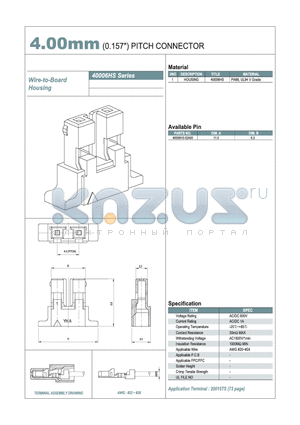40006HS datasheet - 4.00mm PITCH CONNECTOR