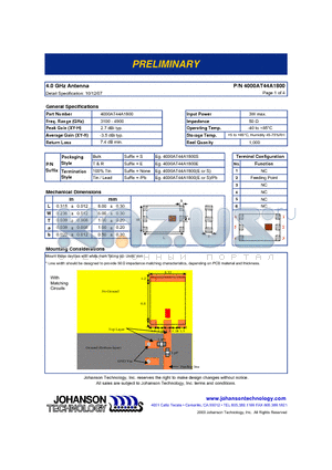 4000AT44A1800E datasheet - 4.0 GHz Antenna