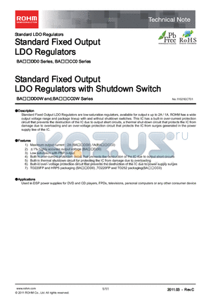 BA15DD0WT datasheet - Standard Fixed Output LDO Regulators