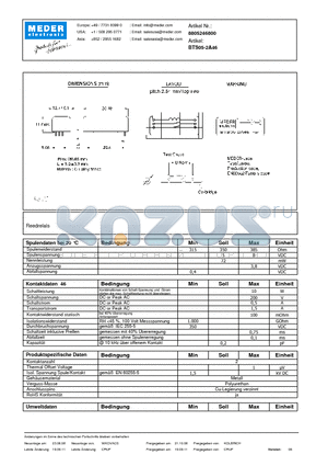 BTS05-2A46_DE datasheet - (deutsch) BT Reed Relay