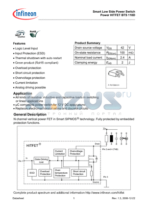 BTS118D_06 datasheet - Smart Low Side Power Switch