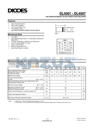 4005-1 datasheet - 1.0A SURFACE MOUNT GLASS PASSIVATED RECTIFIER