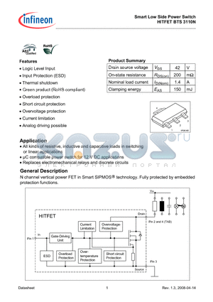 BTS3110N_08 datasheet - Smart Low Side Power Switch