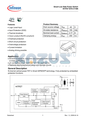 BTS3118N_08 datasheet - Smart Low Side Power Switch