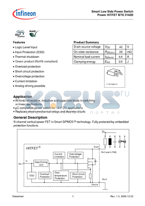 BTS3142D datasheet - Smart Low Side Power Switch