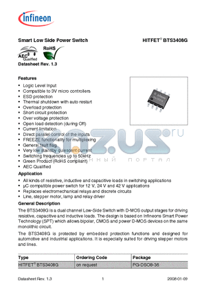 BTS3408G datasheet - Smart Low Side Power Switch