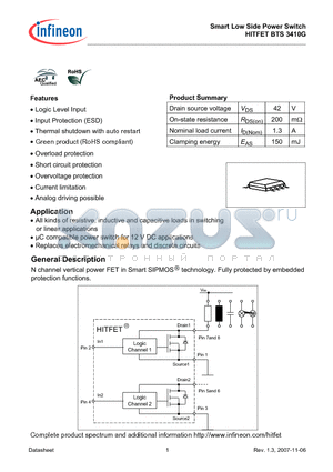 BTS3410G_07 datasheet - Smart Low Side Power Switch