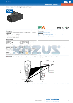 0408 datasheet - Interconnection Cord with Plug 