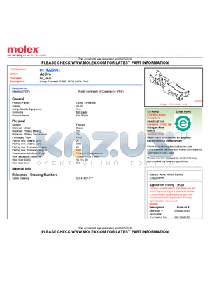 0414225001 datasheet - Crimp Terminal 41422, 14-18 AWG, Reel