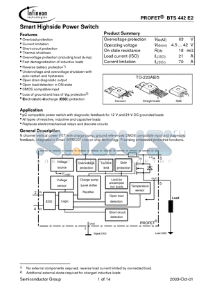 BTS442E2E3062A datasheet - Smart Highside Power Switch